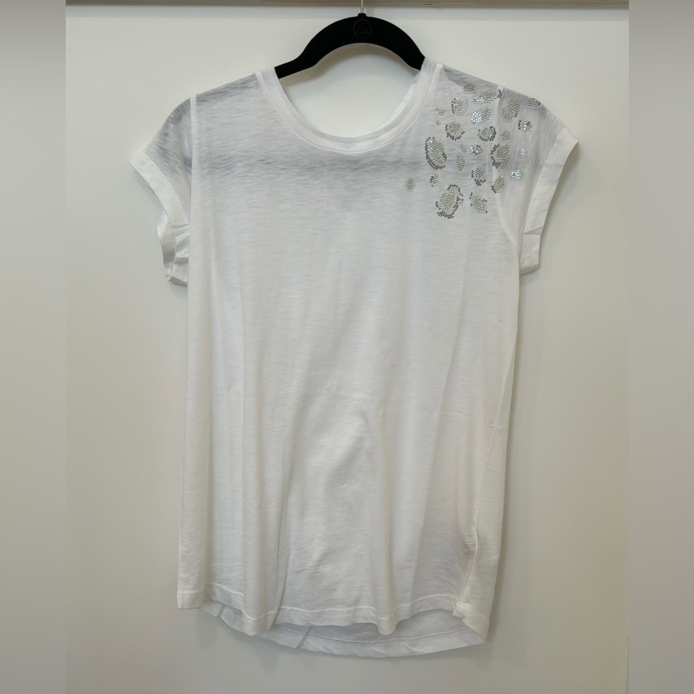 ZADIG & VOLTAIRE Medium Walk Strass Tee ZV Rhinestone Accent White Silver